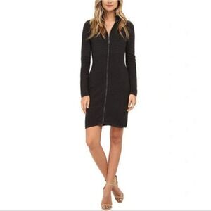 Calvin Klein Women's Charcoal Gray Long Sleeve Zip-Front Sweater Dress